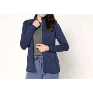 Cuddl Duds Size Large Navy Smooth Knit Jersey Full Zip Jacket A676554 NWOT